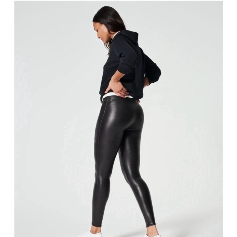 SPANX Faux Leather Leggings Black Women’s Size Medium - Picture 2 of 7